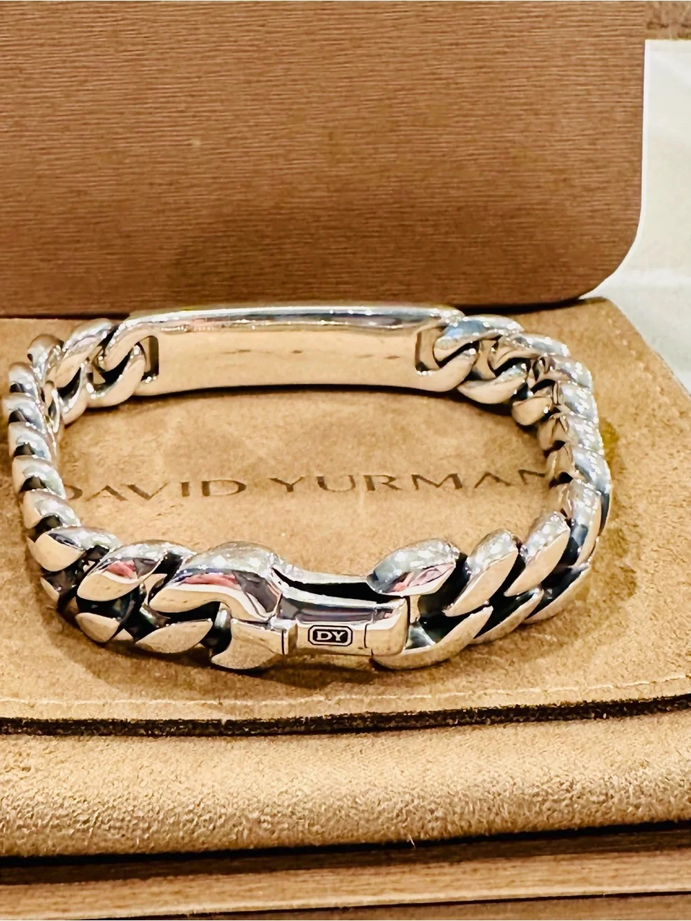 David Yurman Curb Chain ID Bracelet – Sterling Silver 11.5mm (Size M)